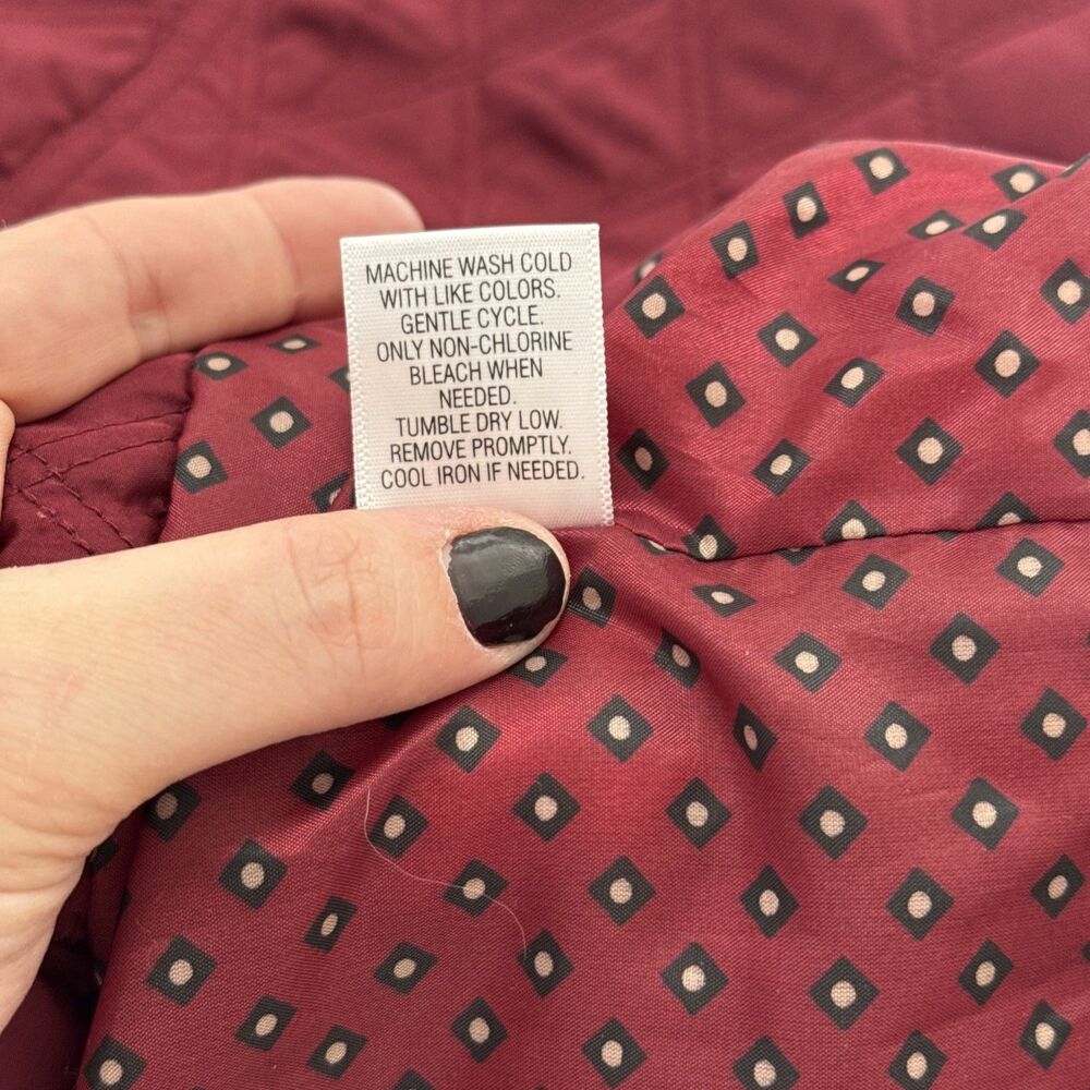 Croft & Barrow Barn Jacket Womens XL Burgundy Quilted Corduroy Collar Chore Coat - Picture 14 of 14